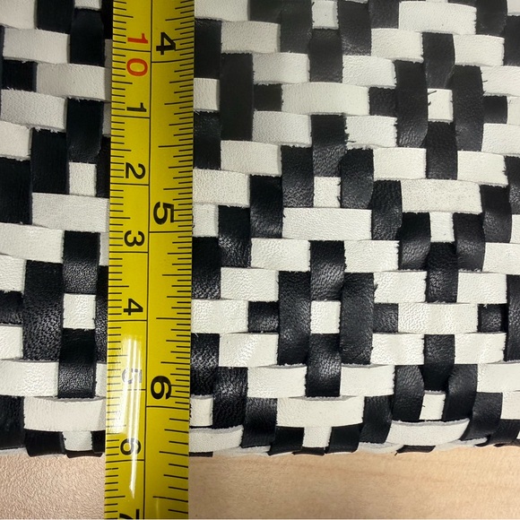 Cole Haan Black and White Leather Woven Geometric Clutch New WT - Picture 13 of 13